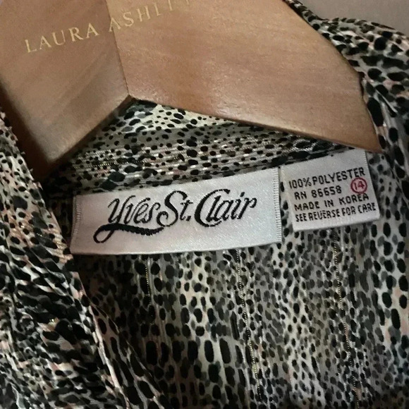 VINTAGE 70s silky animal print blouse size 14 EUC sz L YVES St. CLAIR office - Picture 10 of 16
